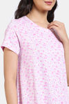 Zivame Basics Knit Cotton Knee Length Nightdress - Cream Pink — thumbnail 5